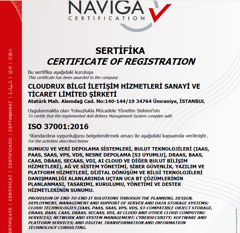 ISO 37001 Sertifikası